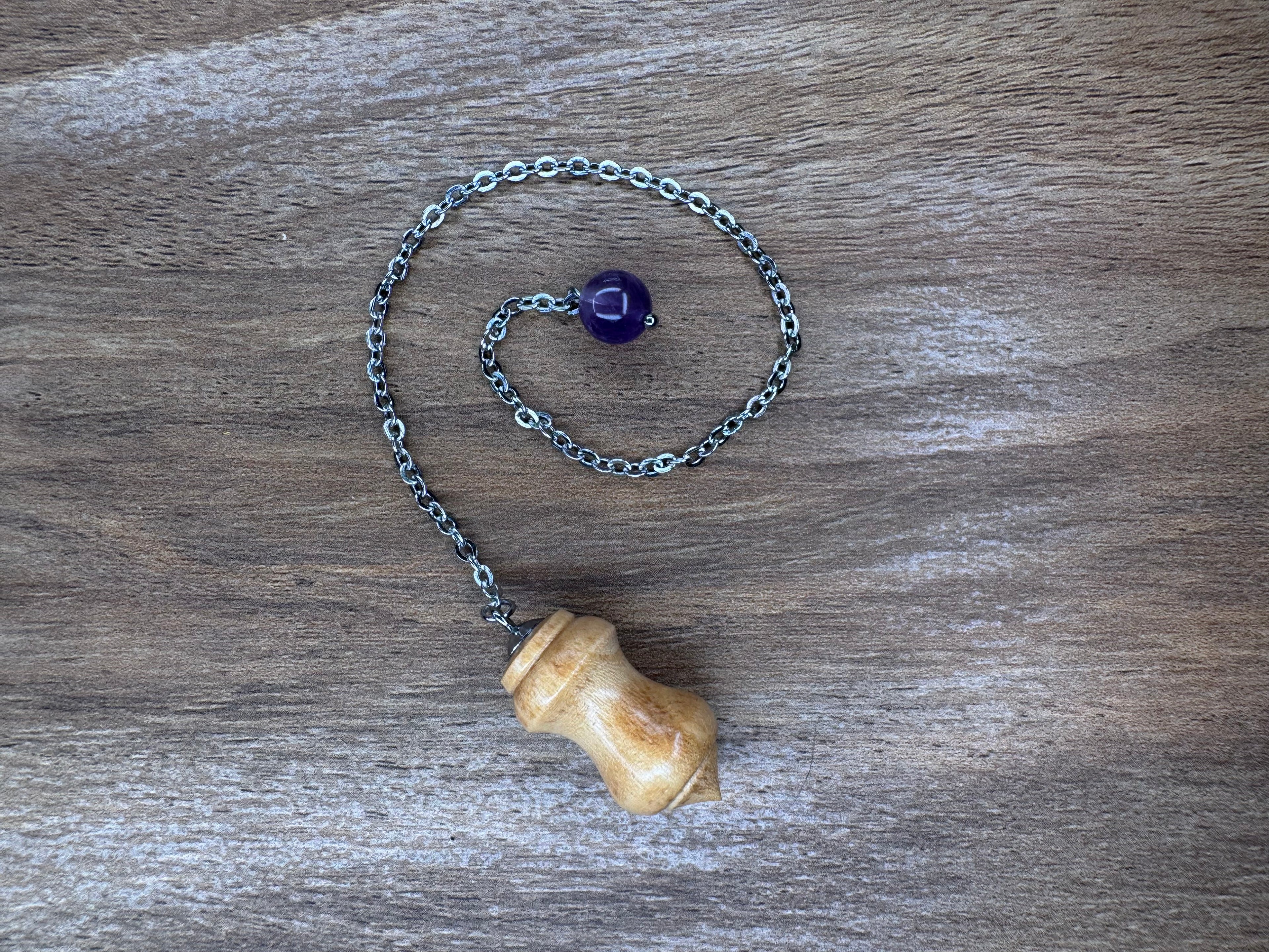Elm Pendulum with Amethyst
