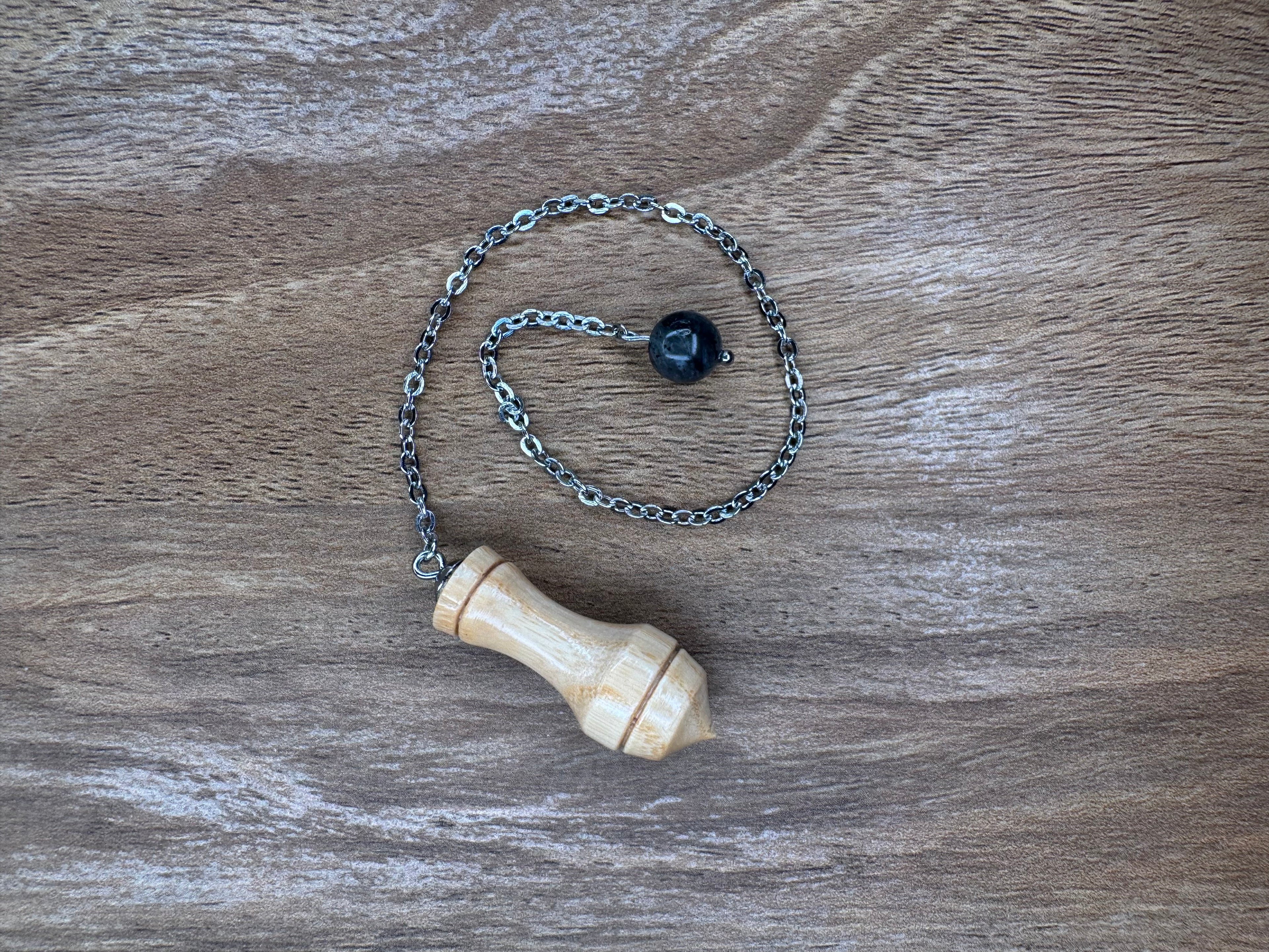 Ash Wood Pendulum with Larvikite