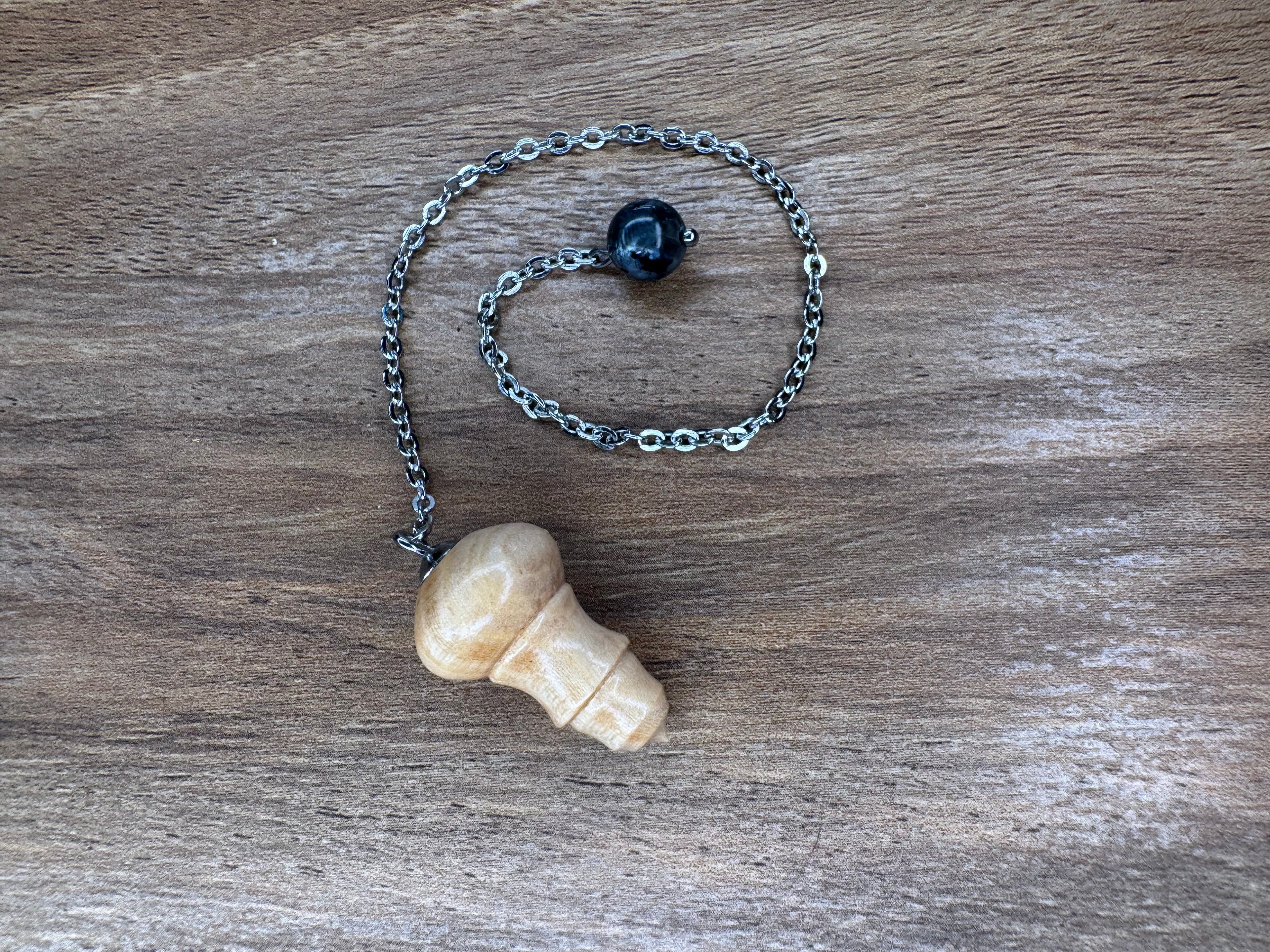 Elm Pendulum with Larvikite