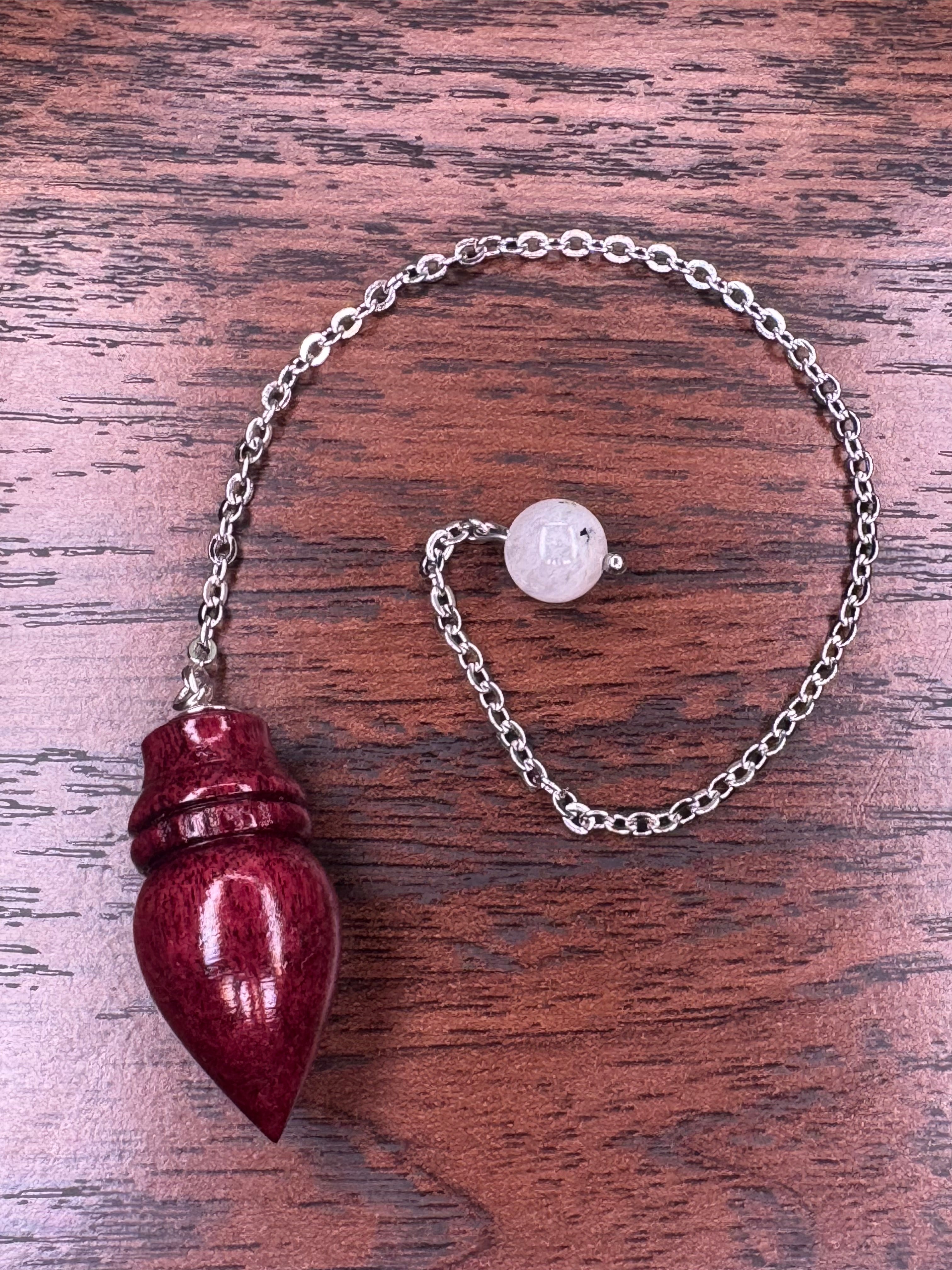 Purpleheart Pendulum with Rainbow Moonstone