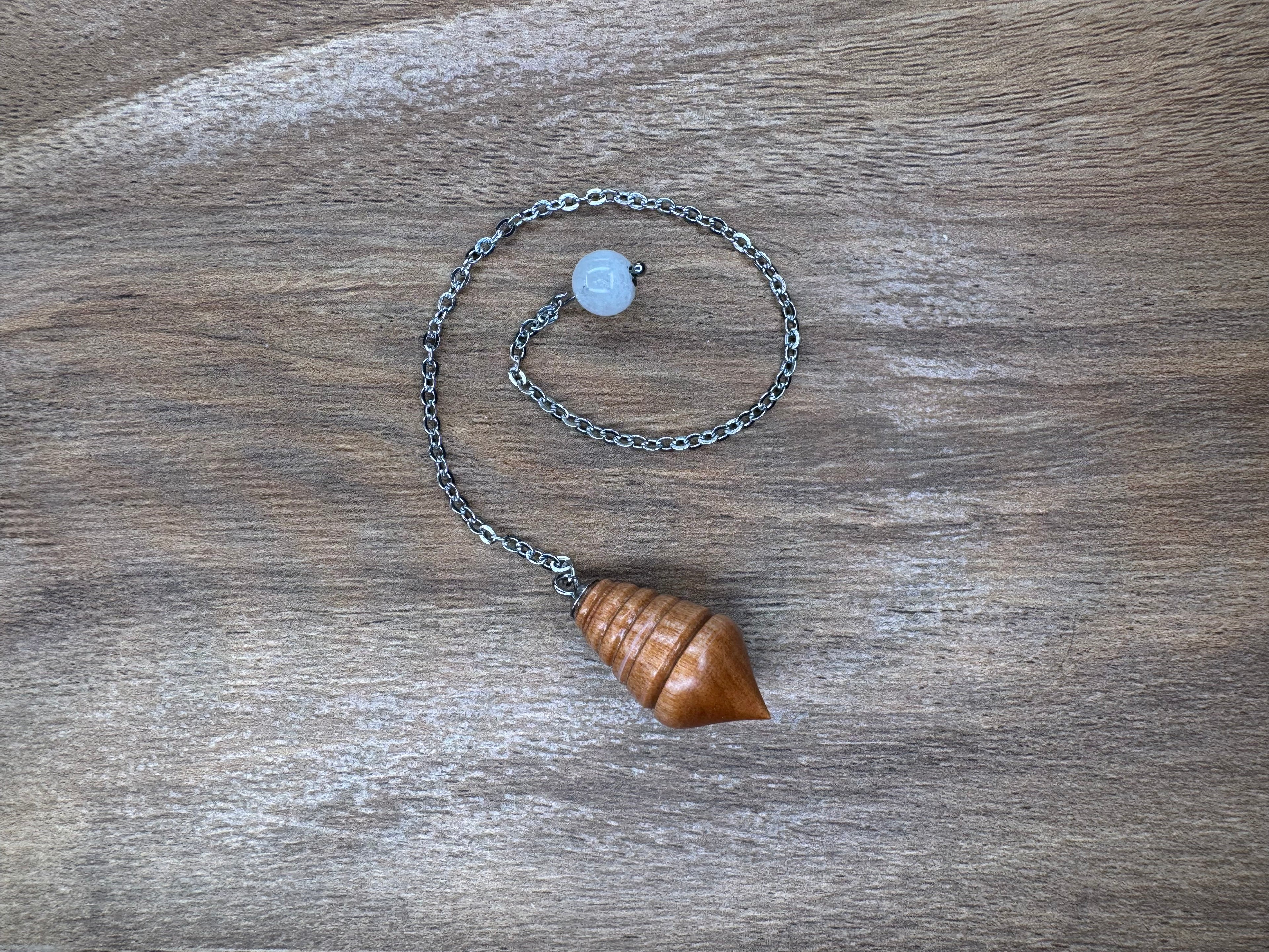 Alder Wood Pendulum with Rainbow Moonstone
