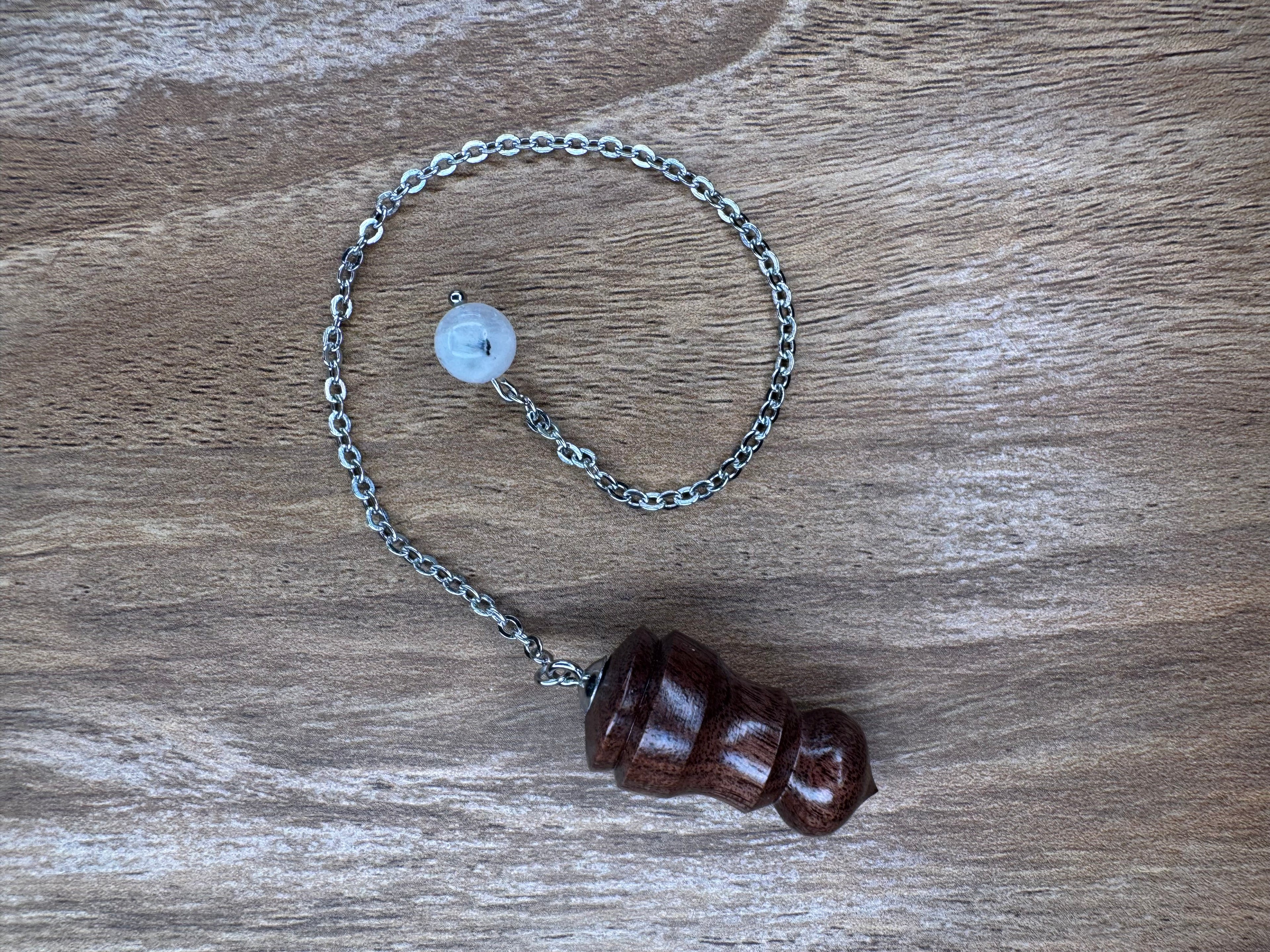 Walnut Pendulum with Rainbow Moonstone